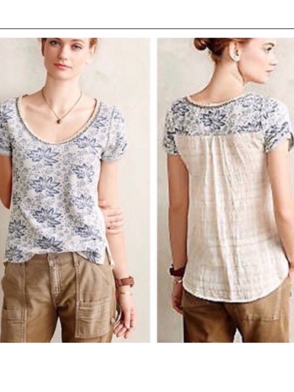 Floral Scoop-Neck Short Sleeve Tee